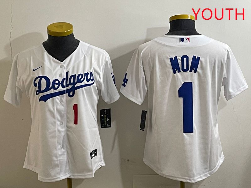 Youth Los Angeles Dodgers #1 Mom White Game 2025 Nike MLB Jersey style 9